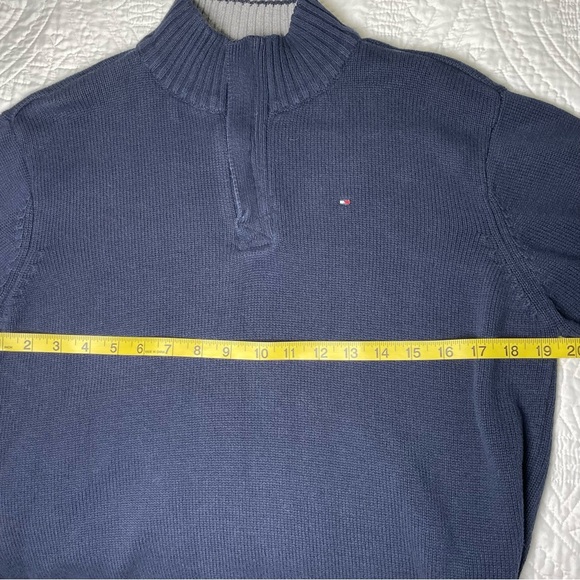 Tommy Hilfiger 1/4 Zip Navy Sweater with Elbow Patches Boys XL (20) Preppy Retro - Picture 5 of 10